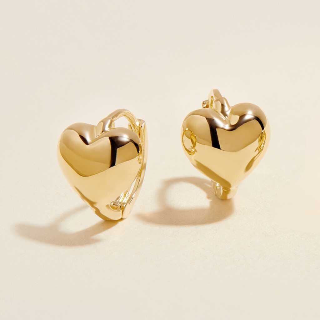 14k real orders gold heart earrings