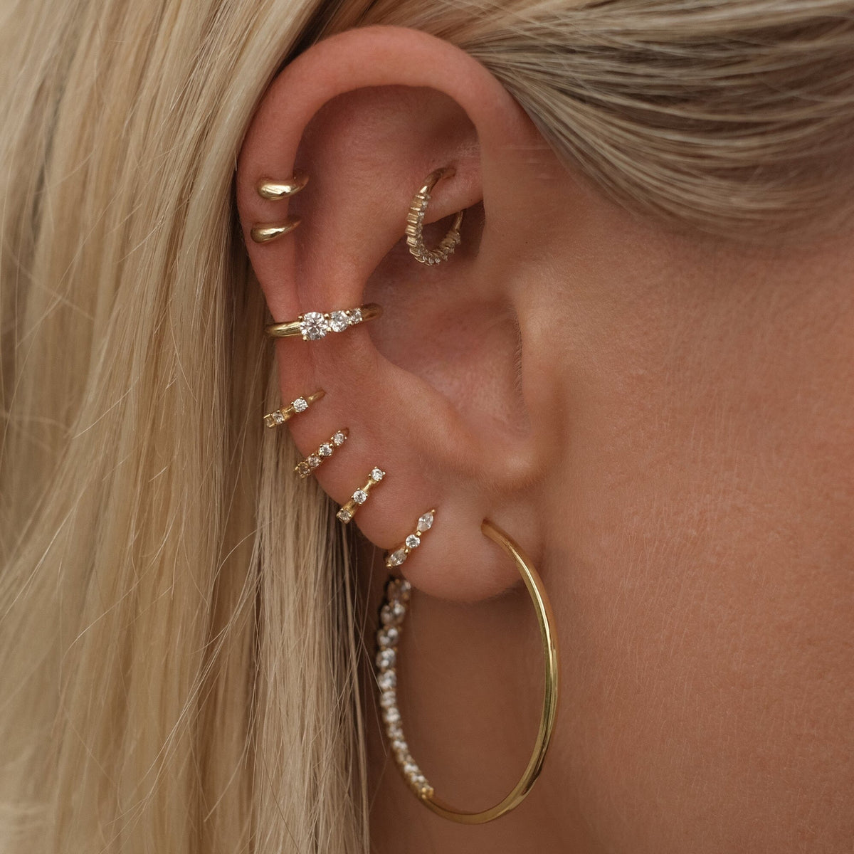 Rose Gold Patt Earrings | Fine Solid 14 Karat | Adornmonde