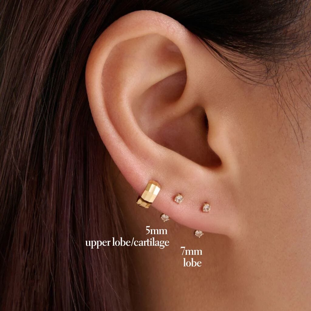 16g - New 14k Solid Gold High Quality cheapest CZ Piercing (Single), 3mm Tiny CZ piercing. Dainty Minimalist Tragus, Cartilage, Helix, Conch