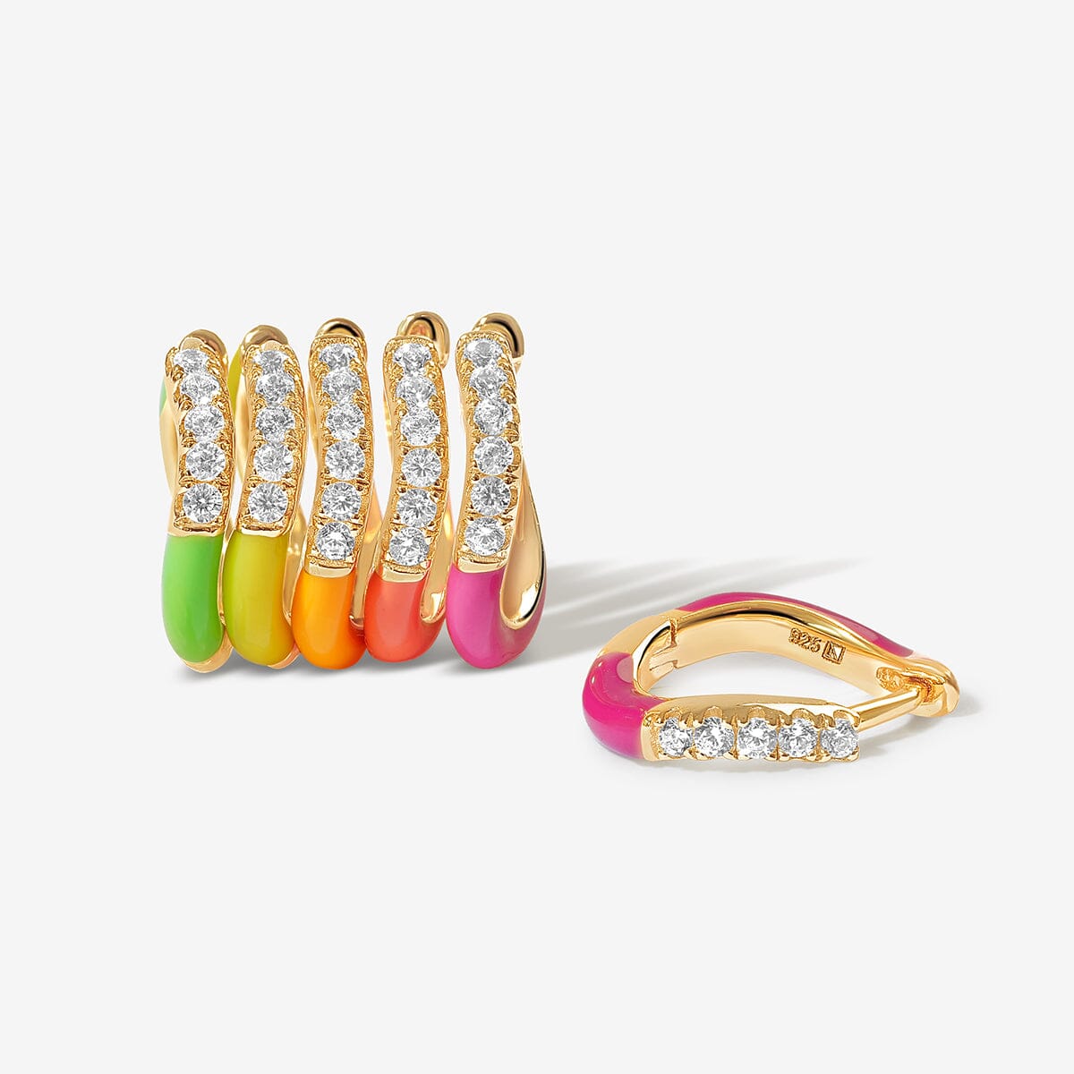 Gold Gavin Neon Enamel 6-Piece Earring Set, Adorn Luxe