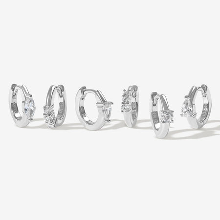 Silver Naked Burton 6-Piece Earring Set | Adorn Luxe | Adornmonde