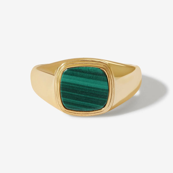 Perlée couleurs ring 18K yellow gold, Malachite - Van Cleef & Arpels